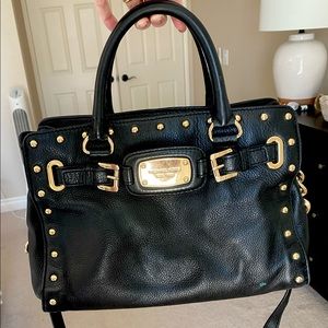 Michael Kors black leather bag with gold details